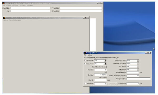Analysis of ns-2 trace files under Matlab using Tracegraph.