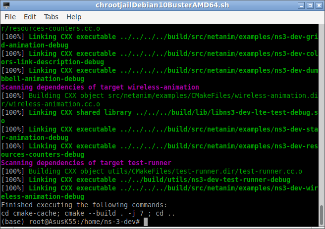 Installing ns-3-dev Under chroot Jail and Compile with CMake