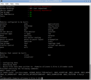 Cmake based ns-3.37 install in Debian 11 chroot Environment