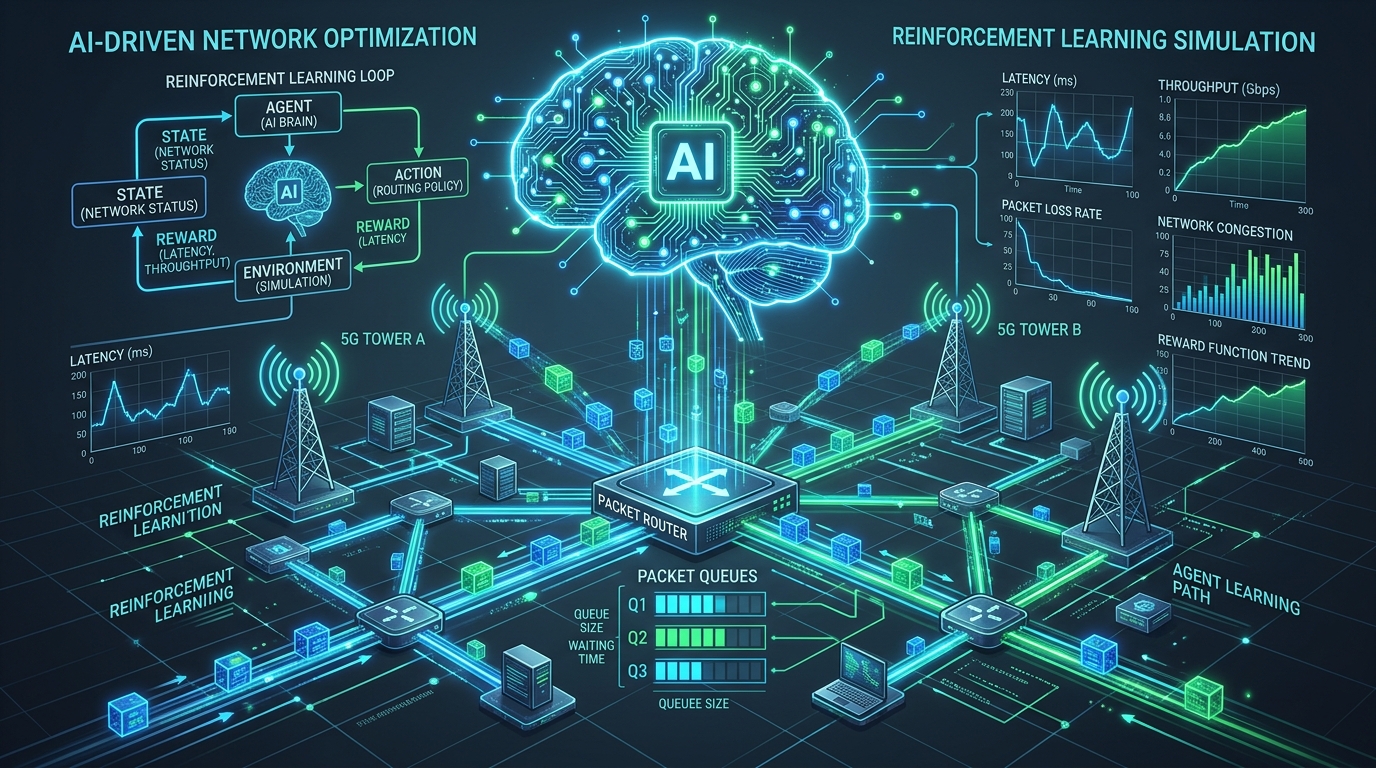 AI and Deep Reinforcement Learning Driven Network Simulation with ns-3, ns3-ai, and Gymnasium