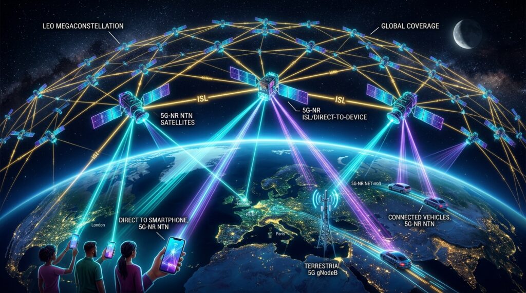 Non-Terrestrial Networks NTN and LEO Satellite Megaconstellations Simulation in ns-3 with ISL Routing and Direct to Cell